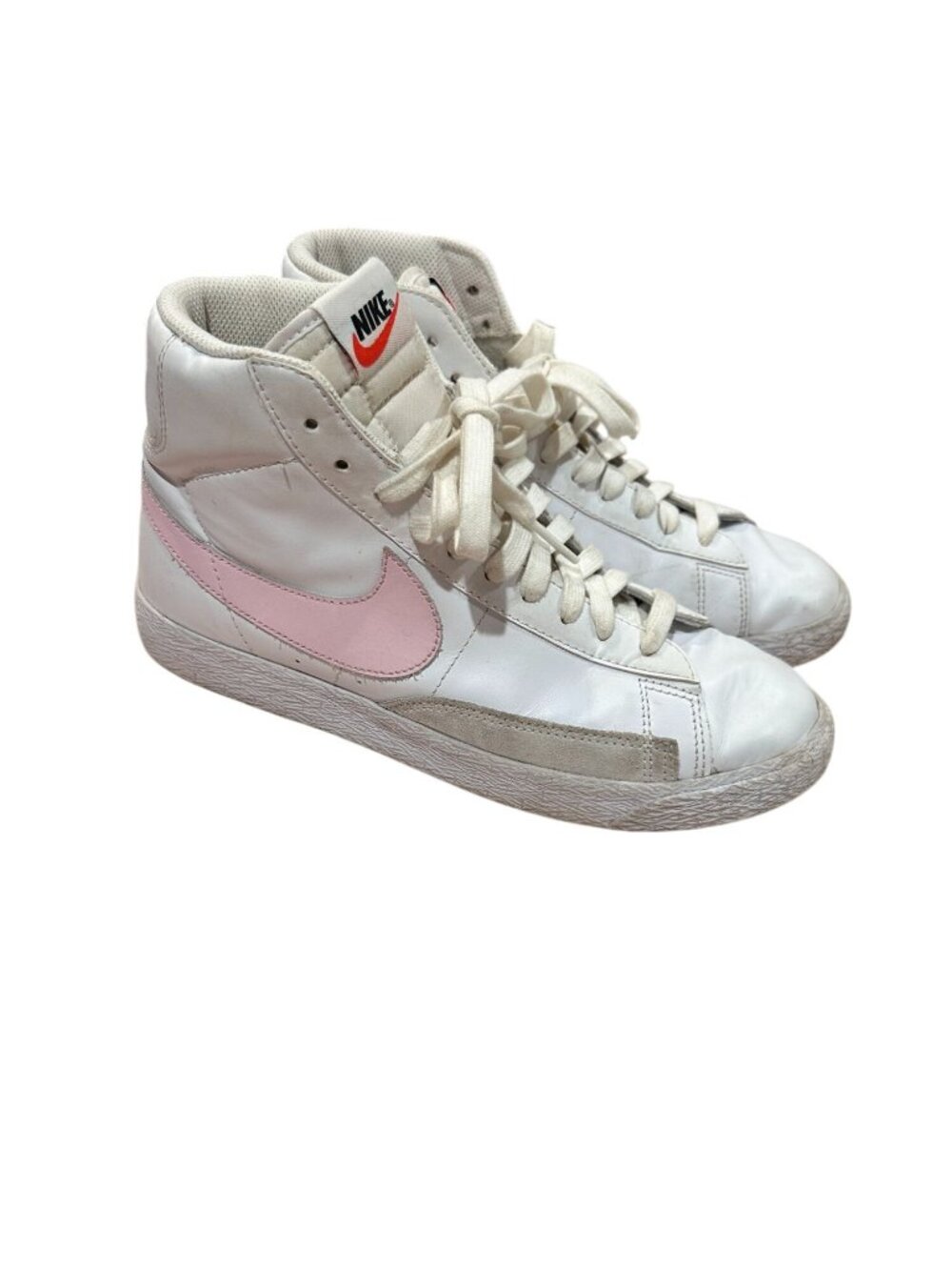 Nike Blazer Shoes White Pink Youth Sz 7 Mid Leather Trainers Lace Up Sports CZ75